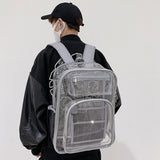Maxbell Transparent Backpack 2 Way Zip Reinforced Strap Durable for Sports Men Grey