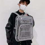 Maxbell Transparent Backpack 2 Way Zip Reinforced Strap Durable for Sports Men Grey