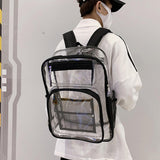 Maxbell Transparent Backpack 2 Way Zip Reinforced Strap Durable for Sports Men Black