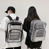 Maxbell Transparent Backpack 2 Way Zip Reinforced Strap Durable for Sports Men Black
