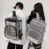 Maxbell Transparent Backpack 2 Way Zip Reinforced Strap Durable for Sports Men Black