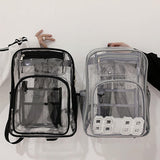 Maxbell Transparent Backpack 2 Way Zip Reinforced Strap Durable for Sports Men Black