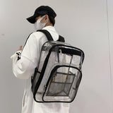 Maxbell Transparent Backpack 2 Way Zip Reinforced Strap Durable for Sports Men Black