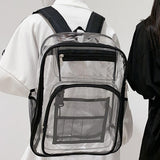 Maxbell Transparent Backpack 2 Way Zip Reinforced Strap Durable for Sports Men Black