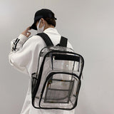 Maxbell Transparent Backpack 2 Way Zip Reinforced Strap Durable for Sports Men Black