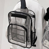 Maxbell Transparent Backpack 2 Way Zip Reinforced Strap Durable for Sports Men Black
