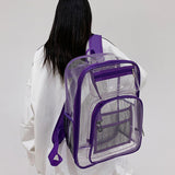 Maxbell Transparent Backpack 2 Way Zip Reinforced Strap Durable for Sports Men Purple