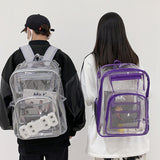 Maxbell Transparent Backpack 2 Way Zip Reinforced Strap Durable for Sports Men Purple