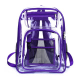 Maxbell Transparent Backpack 2 Way Zip Reinforced Strap Durable for Sports Men Purple