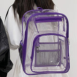 Maxbell Transparent Backpack 2 Way Zip Reinforced Strap Durable for Sports Men Purple