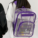 Maxbell Transparent Backpack 2 Way Zip Reinforced Strap Durable for Sports Men Purple