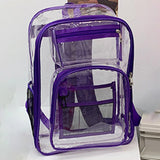 Maxbell Transparent Backpack 2 Way Zip Reinforced Strap Durable for Sports Men Purple