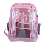 Maxbell Transparent Backpack 2 Way Zip Reinforced Strap Durable for Sports Men Pink