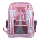 Maxbell Transparent Backpack 2 Way Zip Reinforced Strap Durable for Sports Men Pink