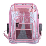 Maxbell Transparent Backpack 2 Way Zip Reinforced Strap Durable for Sports Men Pink