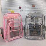 Maxbell Transparent Backpack 2 Way Zip Reinforced Strap Durable for Sports Men Pink