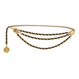 Maxbell Waist Chain Belt Multilayer Trendy Fashion Charms for Dresses Gift Female Black