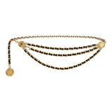 Maxbell Waist Chain Belt Multilayer Trendy Fashion Charms for Dresses Gift Female Black
