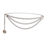 Maxbell Waist Chain Belt Multilayer Trendy Fashion Charms for Dresses Gift Female Silver