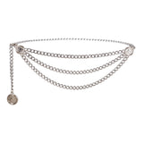 Maxbell Waist Chain Belt Multilayer Trendy Fashion Charms for Dresses Gift Female Silver