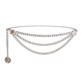 Maxbell Waist Chain Belt Multilayer Trendy Fashion Charms for Dresses Gift Female Silver