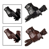 Maxbell Men Winter Gloves PU Leather Touchscreen Windproof for Riding Motorcycle Black