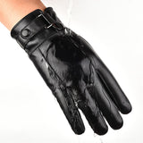 Maxbell Men Winter Gloves PU Leather Touchscreen Windproof for Riding Motorcycle Black