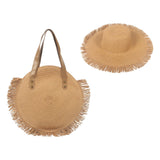 Maxbell Ladies Women Round Straw Bag Tote with Tassels Bohemian for Seaside Vacation