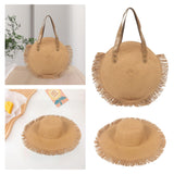 Maxbell Ladies Women Round Straw Bag Tote with Tassels Bohemian for Seaside Vacation
