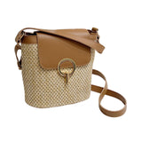 Maxbell Mini Woven Handbag Gift for Ladies Beach Travel Women Tote School Rattan Brown