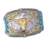 Maxbell Retro Style Western Cowboy Belt Buckle Bull Head Buckle for 1.5" Belts