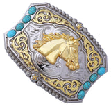 Maxbell Classic Western Belt Buckle Engraved Animal Floral Rodeo for 1.5" Belts