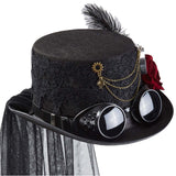 Maxbell Lace Veil Steampunk Top Hat Gothic Vintage Head Gear Unisex Cosplay Costume