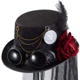 Maxbell Lace Veil Steampunk Top Hat Gothic Vintage Head Gear Unisex Cosplay Costume