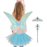 Maxbell Butterfly Elf Costume wand for Halloween Party Favor Girl Performance Blue