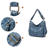 Maxbell Multifunctional Shoulder Bag PU Leather for Lipstick Shopping Sundries Blue