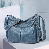 Maxbell Multifunctional Shoulder Bag PU Leather for Lipstick Shopping Sundries Blue