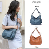 Maxbell Multifunctional Shoulder Bag PU Leather for Lipstick Shopping Sundries Blue