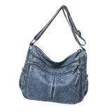 Maxbell Multifunctional Shoulder Bag PU Leather for Lipstick Shopping Sundries Blue