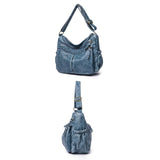 Maxbell Multifunctional Shoulder Bag PU Leather for Lipstick Shopping Sundries Blue