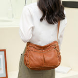 Maxbell Multifunctional Shoulder Bag PU Leather for Lipstick Shopping Sundries Brown