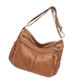 Maxbell Multifunctional Shoulder Bag PU Leather for Lipstick Shopping Sundries Brown