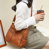 Maxbell Multifunctional Shoulder Bag PU Leather for Lipstick Shopping Sundries Brown