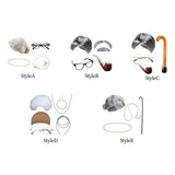 Maxbell Old Lady Wig Costume Set Granny Wig for Women's Halloween Dress Up StyleA