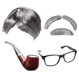 Maxbell Old Lady Wig Costume Set Granny Wig for Women's Halloween Dress Up StyleB