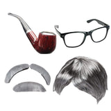 Maxbell Old Lady Wig Costume Set Granny Wig for Women's Halloween Dress Up StyleB
