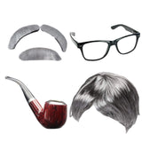 Maxbell Old Lady Wig Costume Set Granny Wig for Women's Halloween Dress Up StyleB
