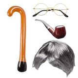 Maxbell Old Lady Wig Costume Set Granny Wig for Women's Halloween Dress Up StyleC