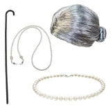 Maxbell Old Lady Wig Costume Set Granny Wig for Women's Halloween Dress Up StyleE