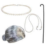 Maxbell Old Lady Wig Costume Set Granny Wig for Women's Halloween Dress Up StyleE